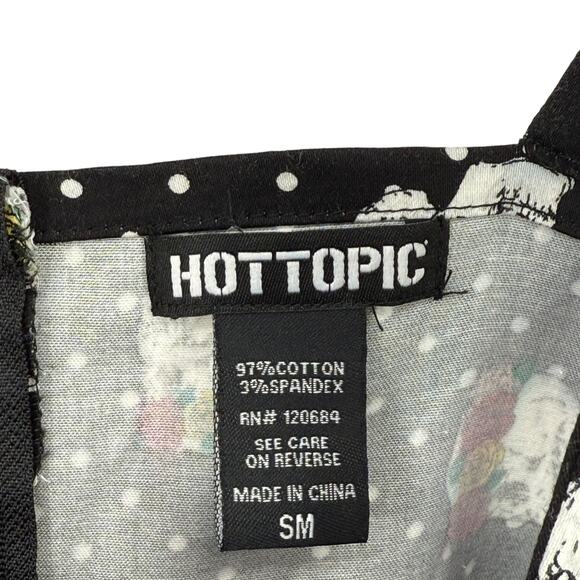 Hot Topic Skull Flower Polka Dot Mini Dress Size Small Punk Goth Halloween - Picture 6 of 6